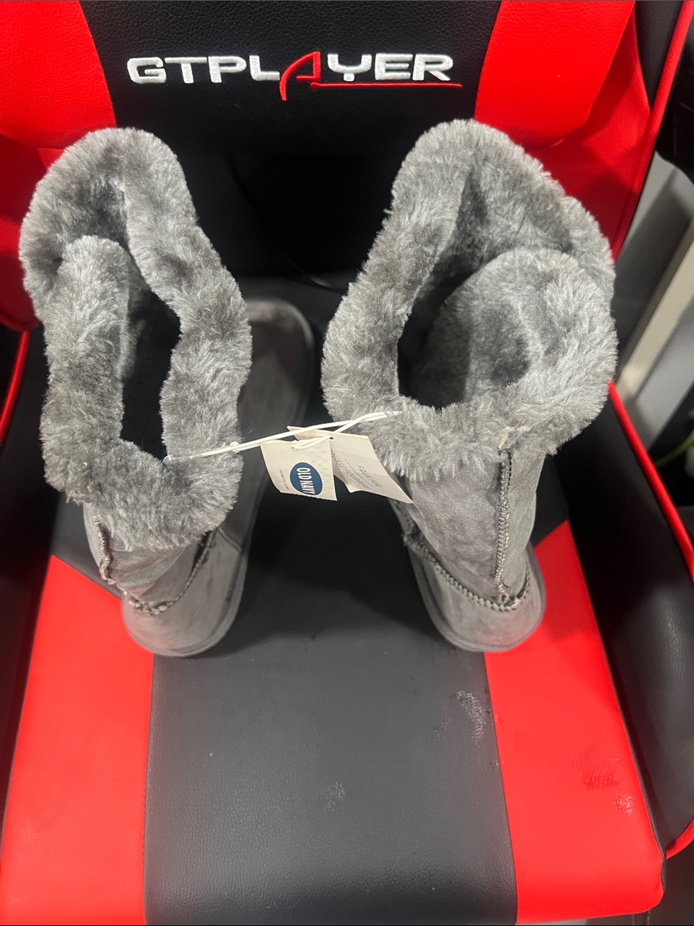 Gray Faux Fur Lined Winter Boots
